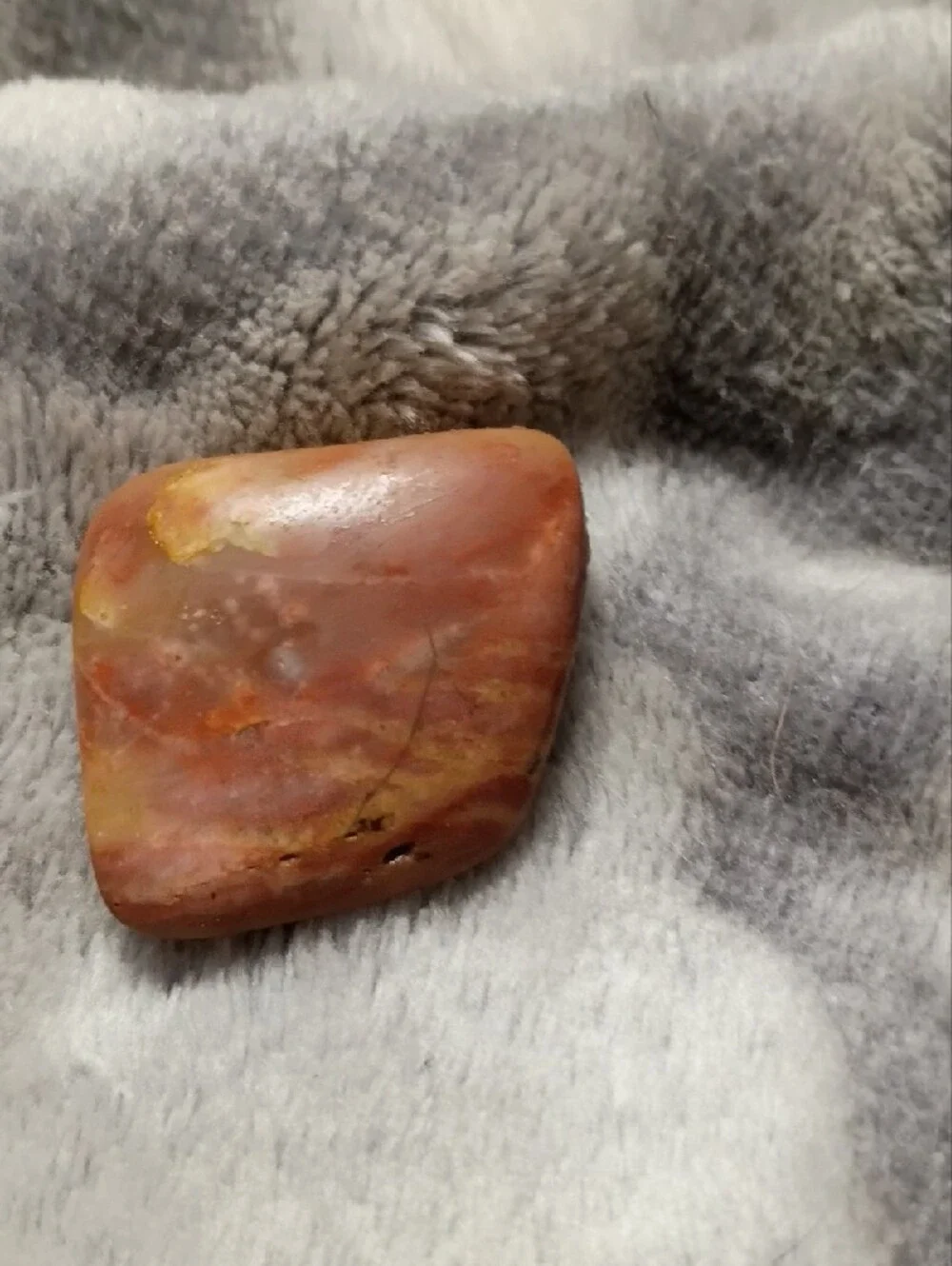 Polished Multicolor Stone Bead for Men - Pink and Gold Accent
